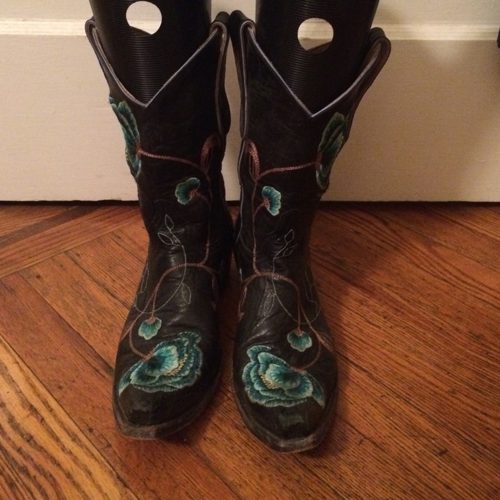 Old Gringo Marsha Embroidered Cowgirl Boots black/turq